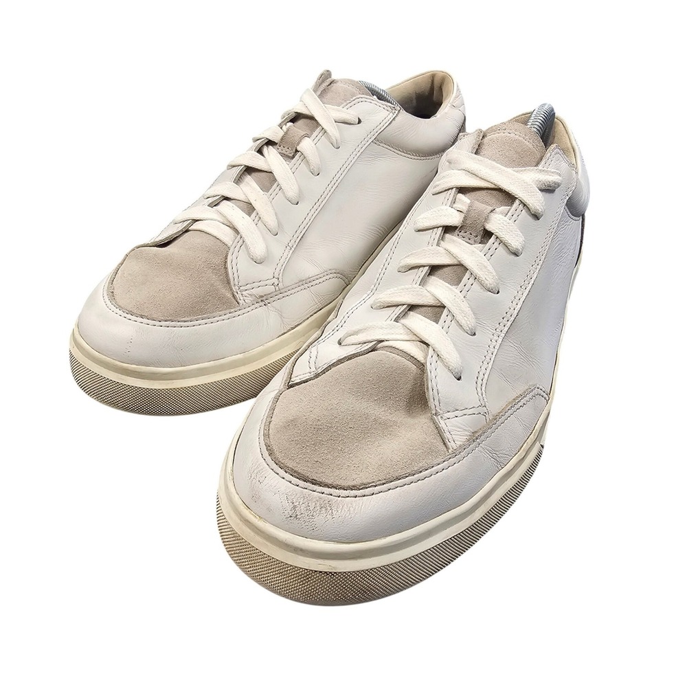 Vince Fulton Men's 11 M Off-White Leather Suede Low Top Minimalist Sneakers